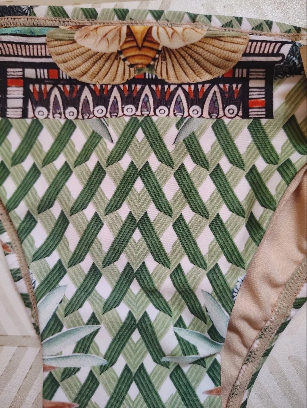 RACHEL Rachel Roy‎ Green Patterned Tie-Side Bikini Bottoms